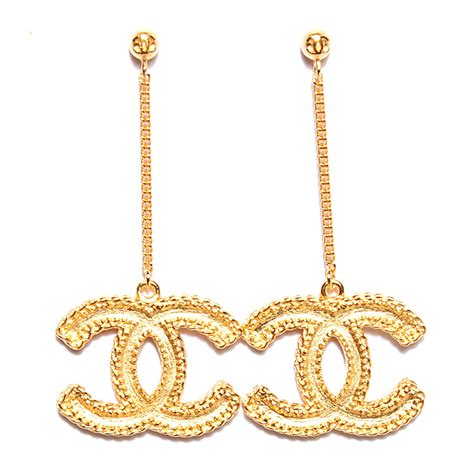 chanel drop logo earrings|chanel logo earrings cheap.